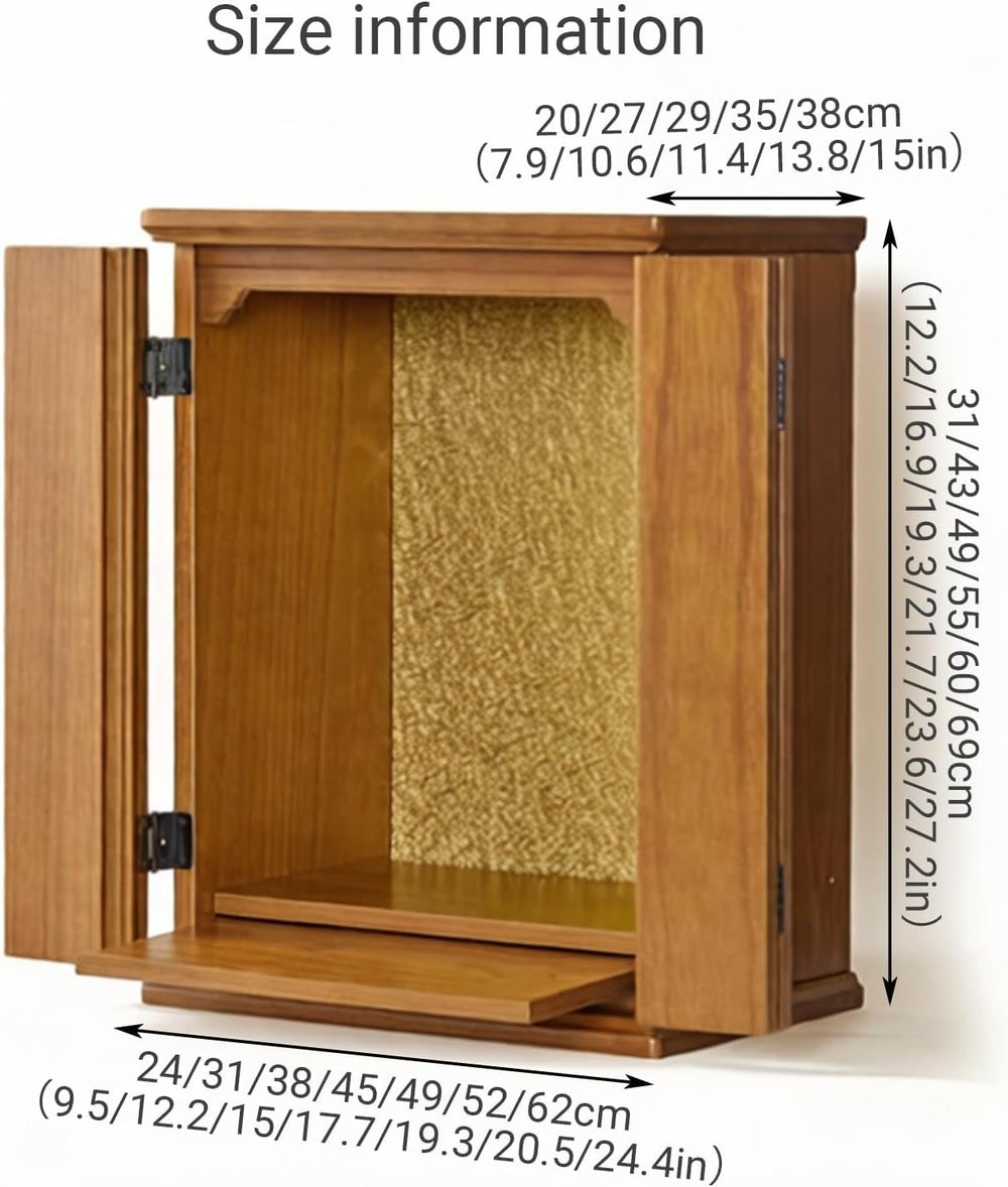 Solid Wood Buddha Altar Shelf Niche with Pull-Out Storage Panel Buddhist Disp...