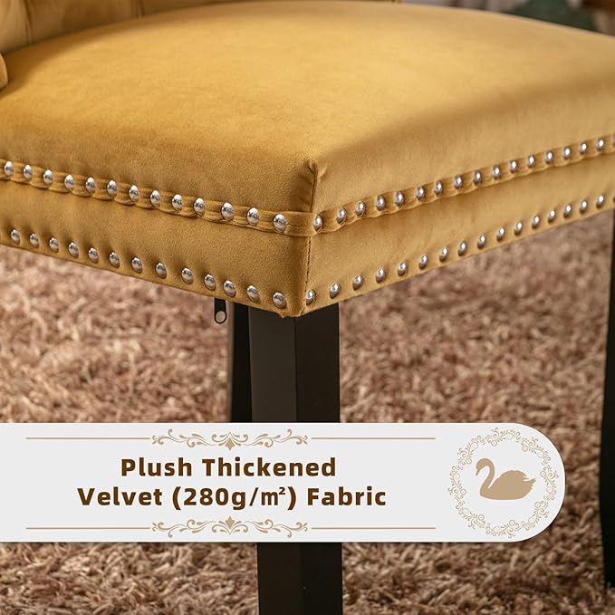 Velvet Upholstered Dining Chairs Set of 6, Modern Style Kitchen Side Chairs w...