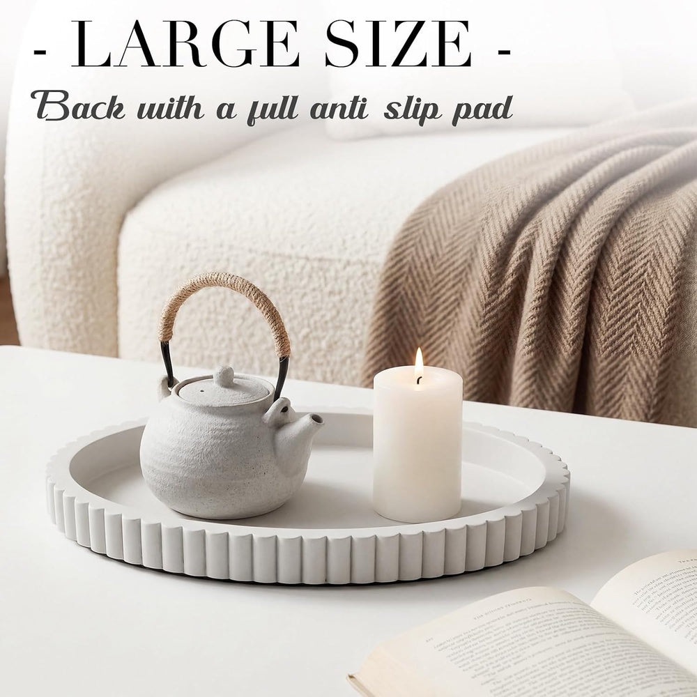 Yalikop Oval Concrete Decorative Tray for Coffee Table Decoration 15" Mo...