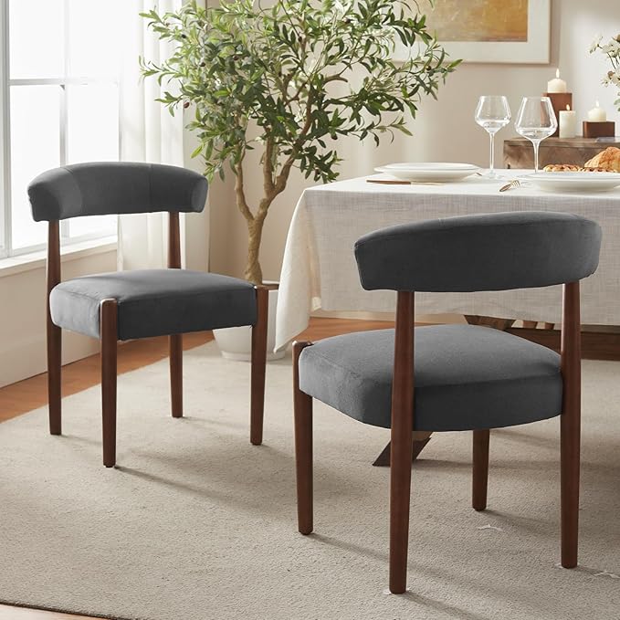 VKNOW Wooden Dining Chairs Set of 2, Modern Upholstered Dining Room Chairs wi...