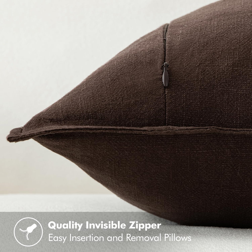 MIULEE Decorative Linen Euro Sham Pillow Covers 26x26 Dark Brown