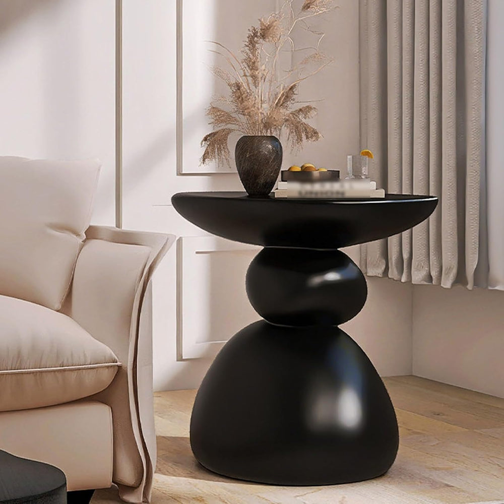 Modern Resin Decorative Sofa Side Table, Round Decorative End Table with Spac...