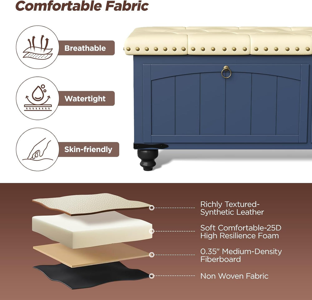 Maupvit Ottoman with Storage, Wooden Storage Ottoman Bench with Safety Hinge,...