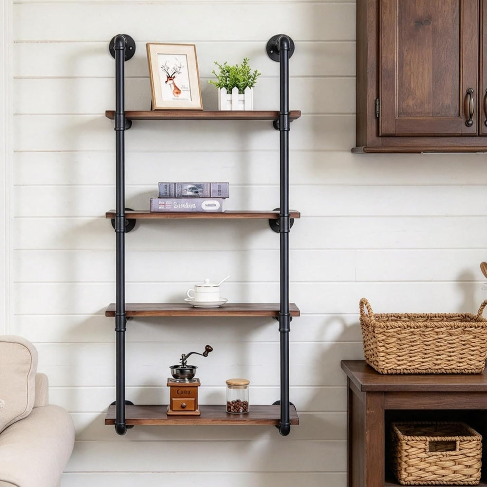 Industrial Pipe Shelves With Wood Planks,Rustic Pipe Shelving Wall Shelf