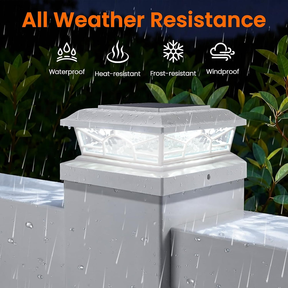 Brightever 4x4 Post Solar Lights, Solar Post Cap Lights White 6-Pack