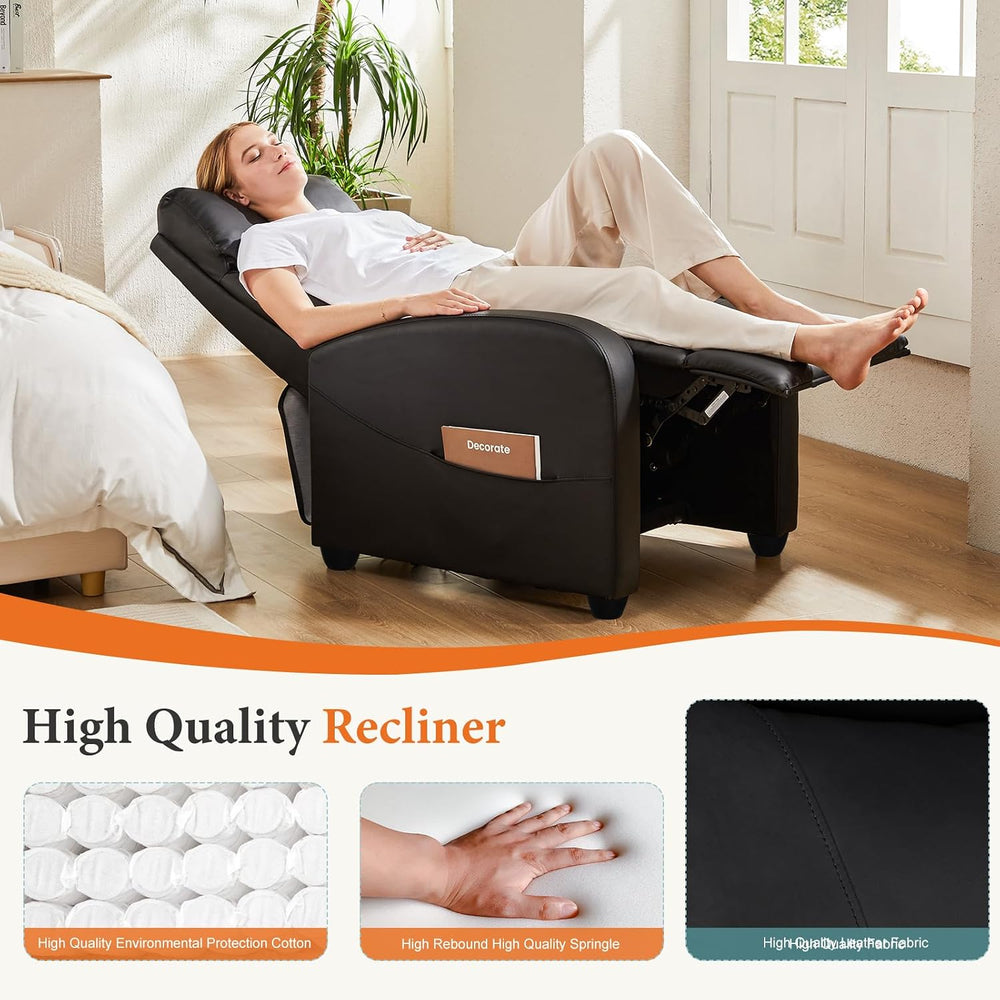 Sweetcrispy Recliner Chair PU Leather Recliner Sofa No Massage, Home Theater ...