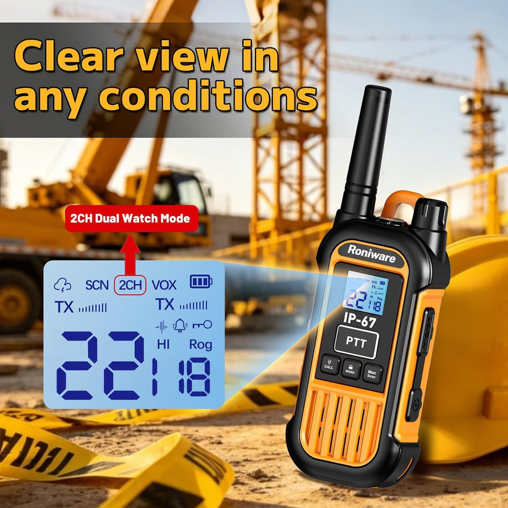 IP67 Waterproof Walkie Talkies Long Range for Adult Rugged Radios