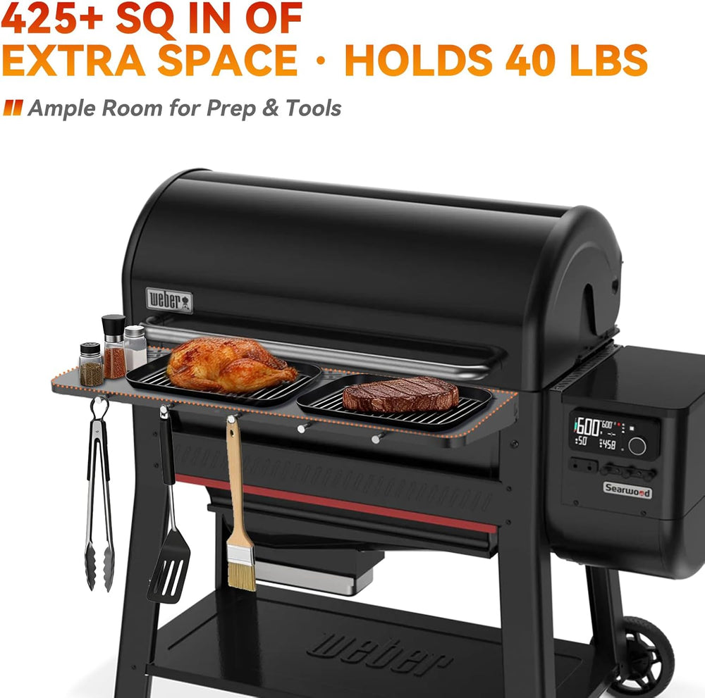 36" Front Folding Table for Weber Searwood 600 XL Pellet Grill with 5 To...
