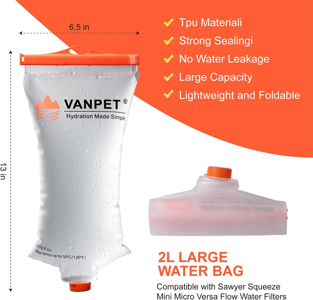 Upgrade Water Bag 2L Compatible with Sawyer Squeeze Water Filter, Durable TPU...