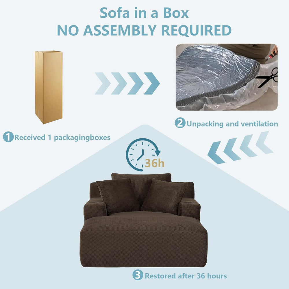 49.2"Oversized Chaise Lounge Chair Indoor,Faux Fur Reading Chair with Cu...