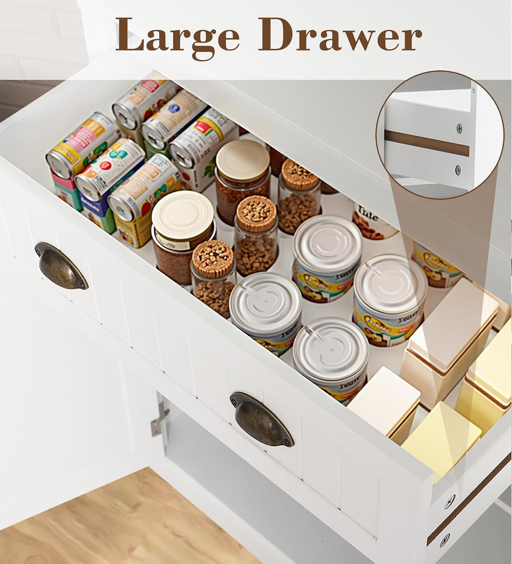 KIGOTY 72" Tall Kitchen Pantry Cabinet with Drawer and 4 Adjustable Shel...