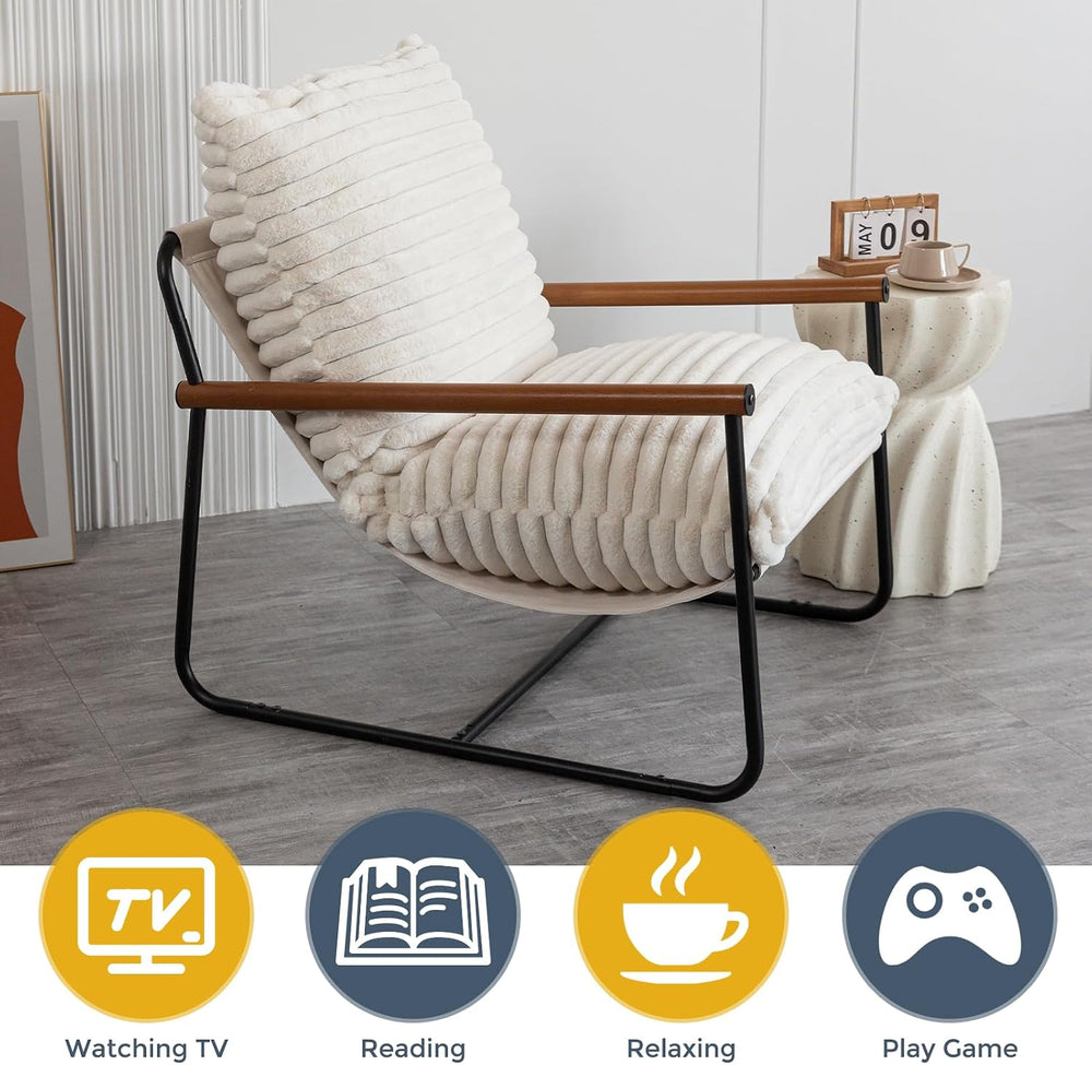 MAXYOYO Accent Chair, Sherpa Arm Chair for Living Room, Mid Century Modern Ac...