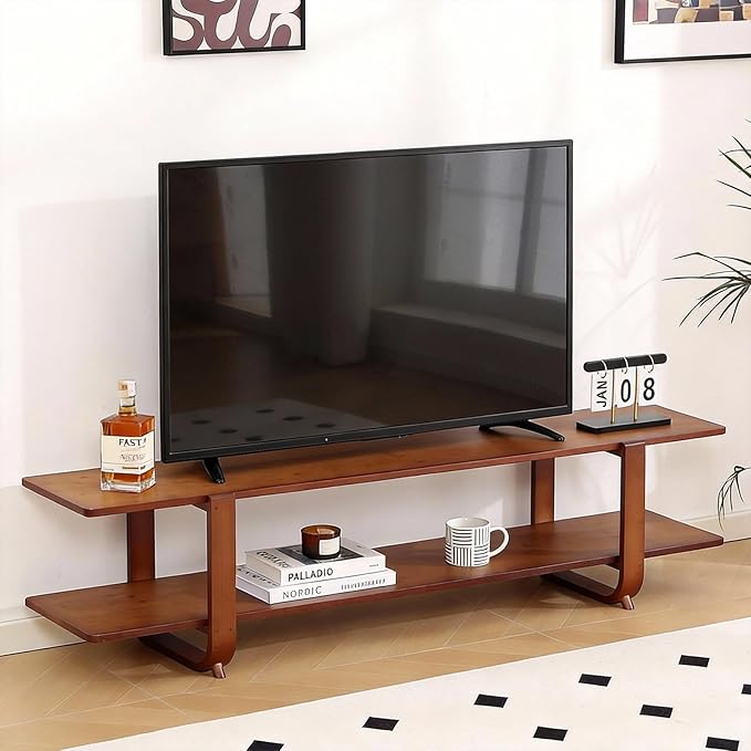 Tiita TV Stand with Storage for TVs up to 65'', Bamboo TV Console Ent...
