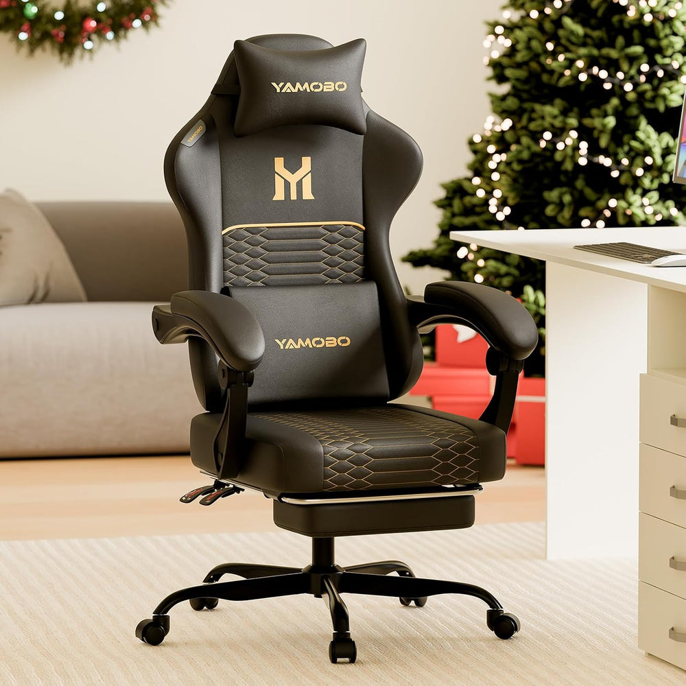 Gaming Chair with Footrest, Ergonomic Video Game Chair with Adjustable Lumbar...