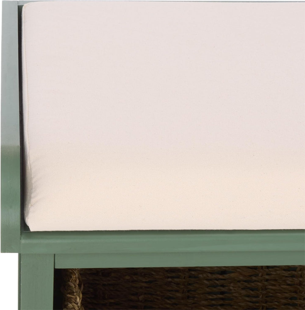 SAFAVIEH Furniture - Lonan Storage Bench - Dusty Green - Solid Wood - Farmhou...