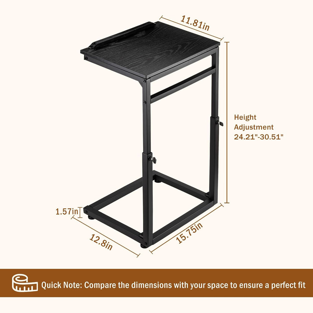 facka C Shaped TV Tray Table, Adjustable Height & 0-60° Tilt for Couch