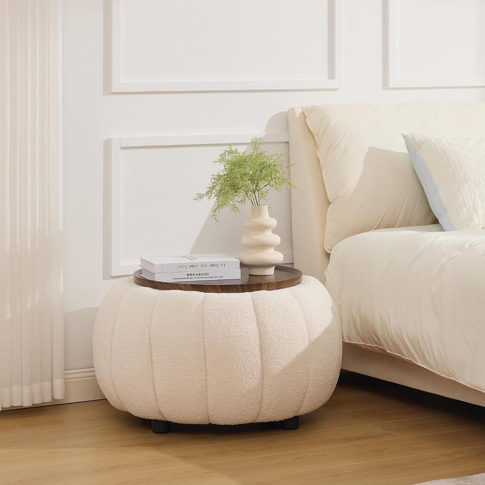 30 Inch Round Storage Ottoman Coffee Table for Living Room, Bedroom | Teddy F...