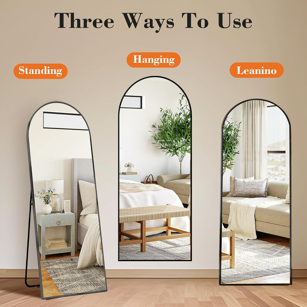 OLIXIS Arched Full Length Mirror with Stand, Full Body Mirror, 65x24