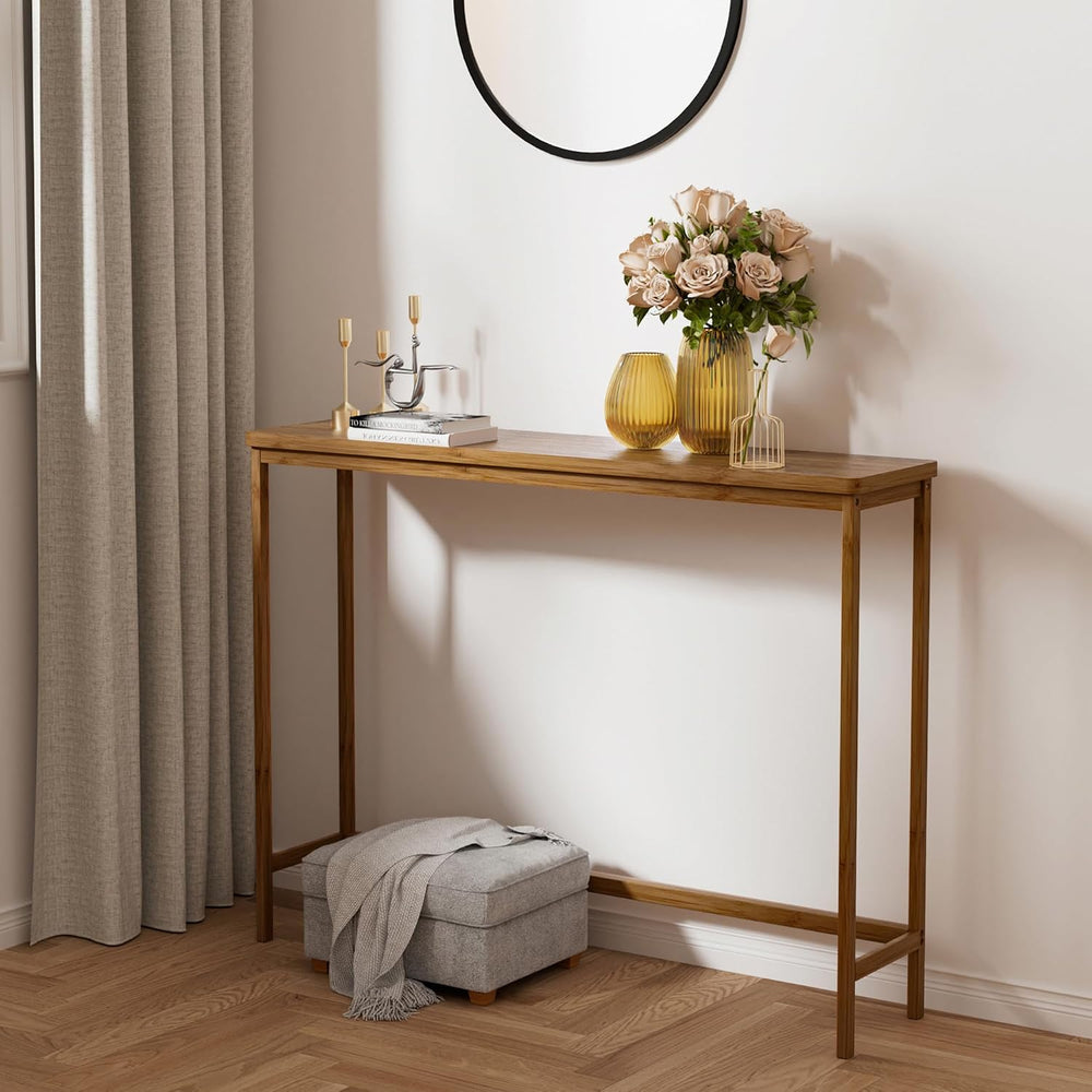 VASMIA Console Table, Entryway Table, Narrow Sofa Table, 39" Bamboo Hall...