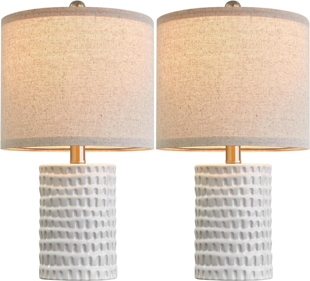 18.25" Modern Accent Ceramic Table Lamps Set of 2 for Bedroom White