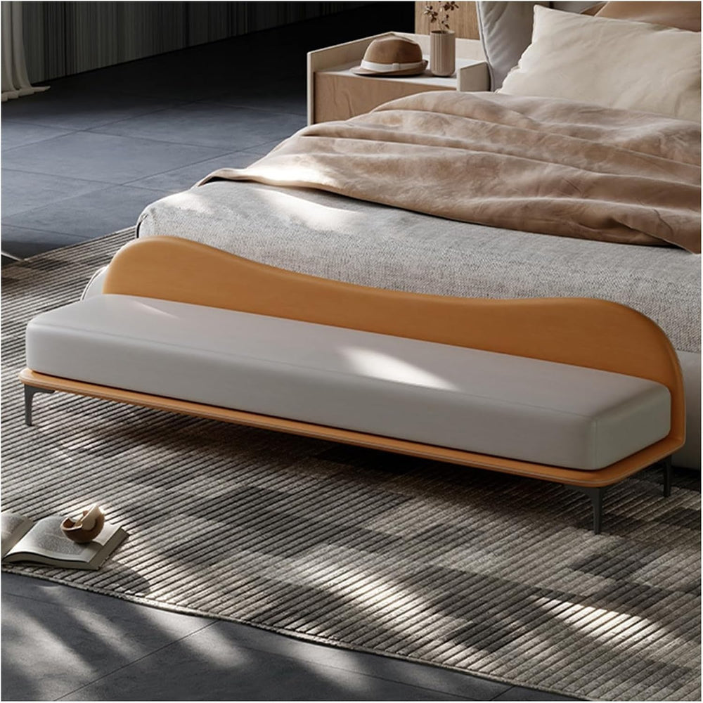 Modern End of Bed Bench, Leather Long, Modern Upholstered Bedroom for Living ...