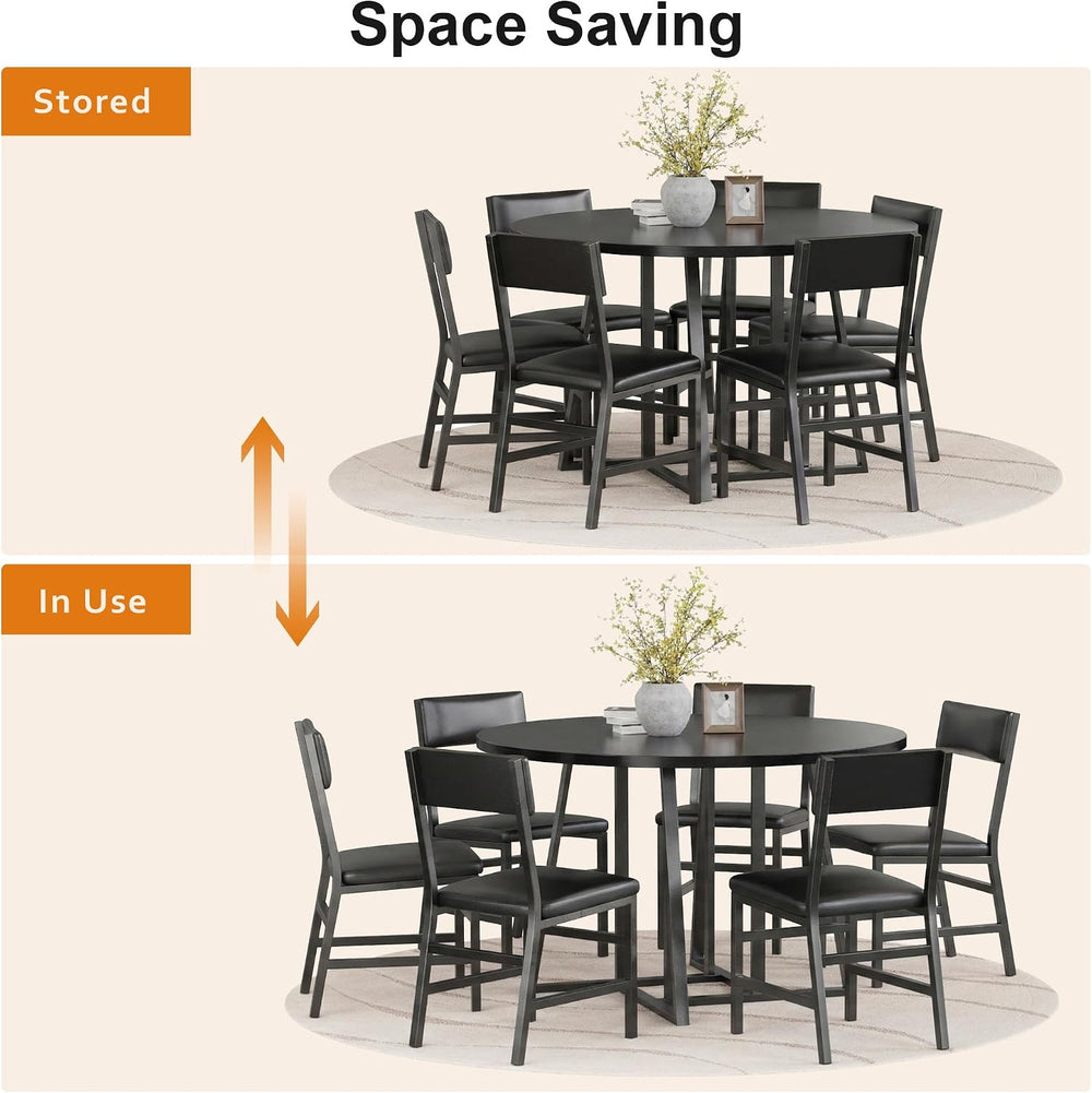 Dining Room Table Set for 6, 7-Piece Kitchen Table Chairs for 6, 47''...