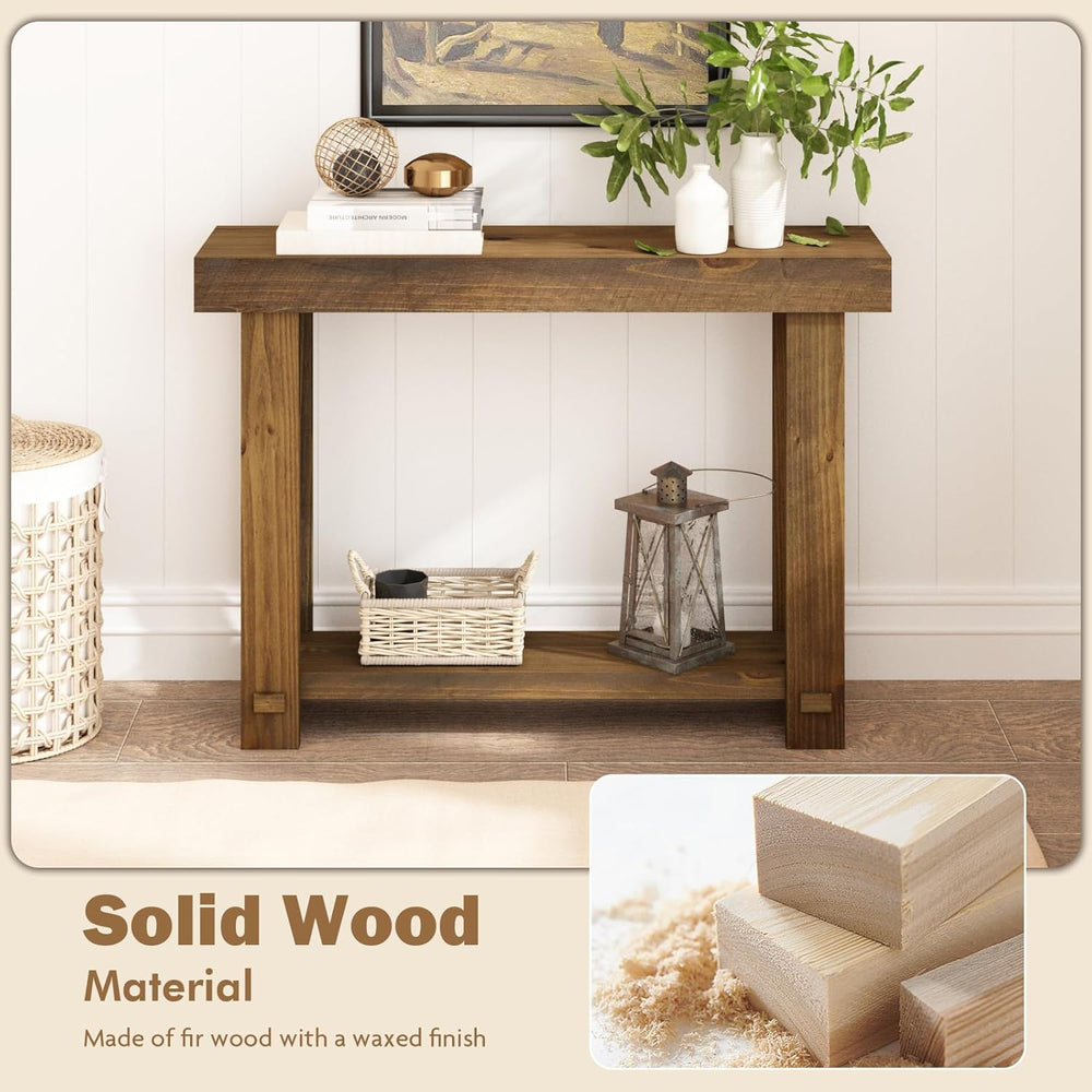 HOKYHOKY Solid Wood Console Table for Entryway, 42.5" Farmhouse Entryway...
