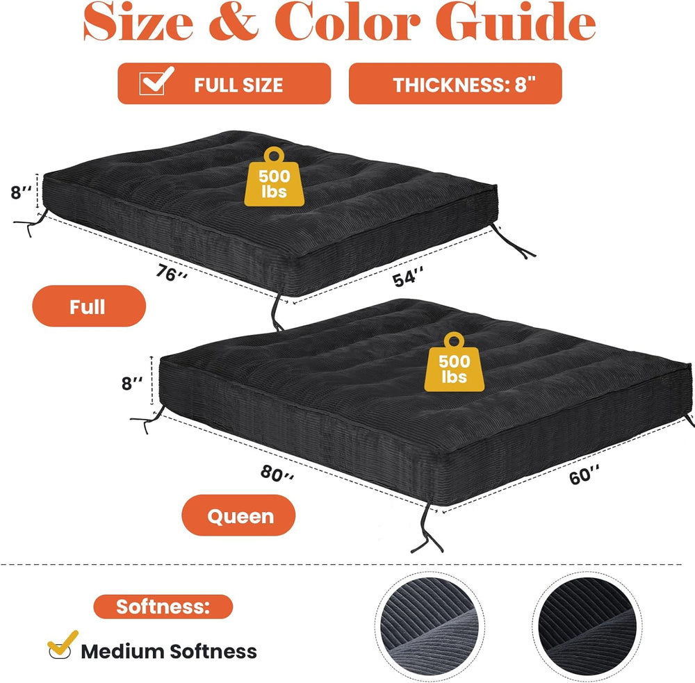 8" Futon Mattress Full Size, Futons Sofa Bed Sleeper Couch Bed, Roll Up ...