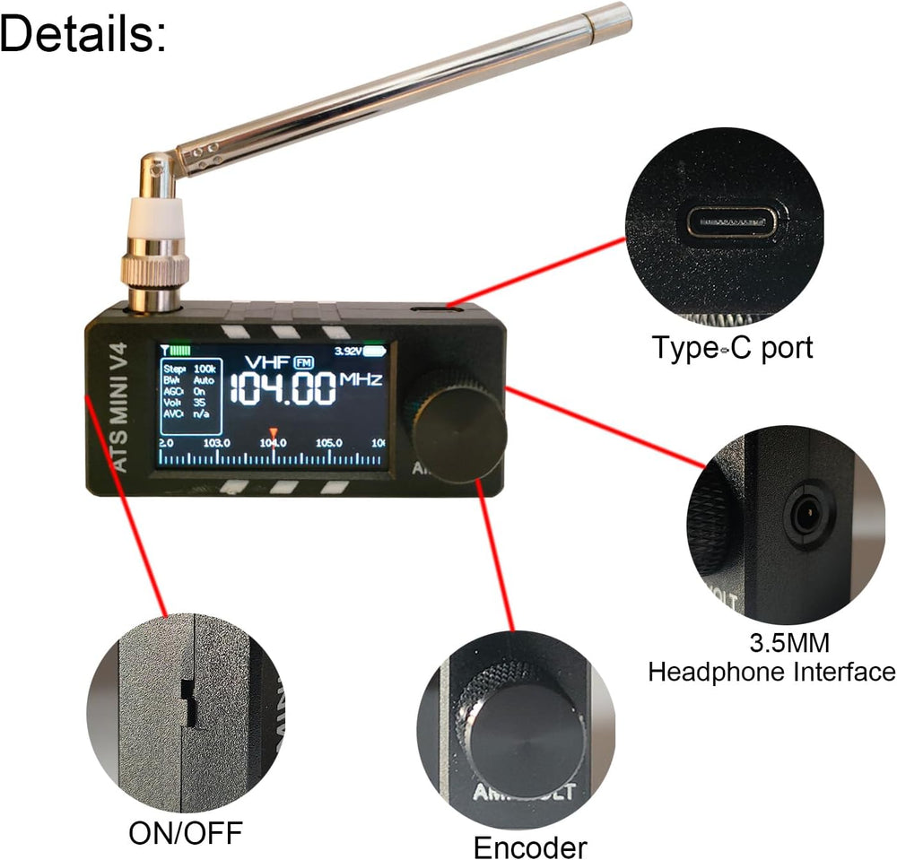 Upgraded ATS MINI V4 Radio, SI4732 Pocket Shortwave Radio, abs v4 ATS mini