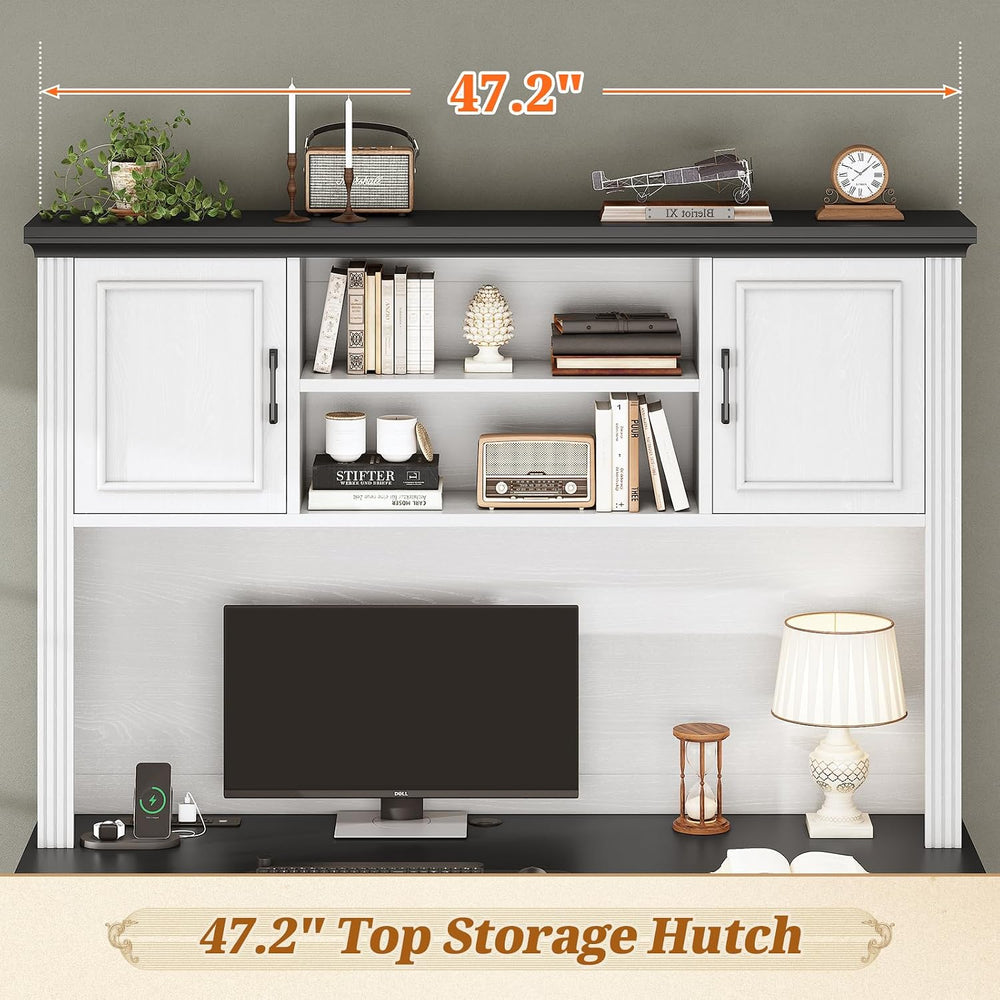 SEDETA Farmhouse Computer Desk with Hutch and 3 Drawers, 47.2" Executive...