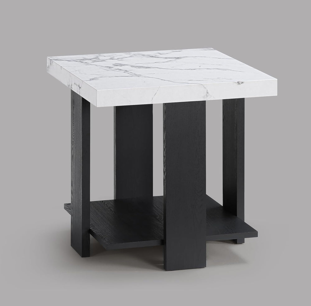 3-Piece Cocktail Set Faux Marble Coffee Table Black/White | Faux marble-look ...