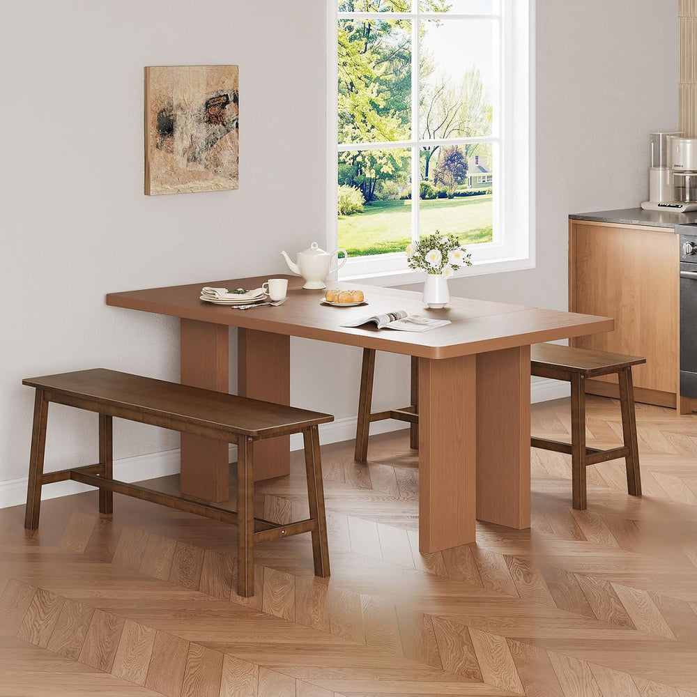 HOOBRO 39.3'' Bamboo Dining Bench, Farmhouse Kitchen Table Bench, Kit...