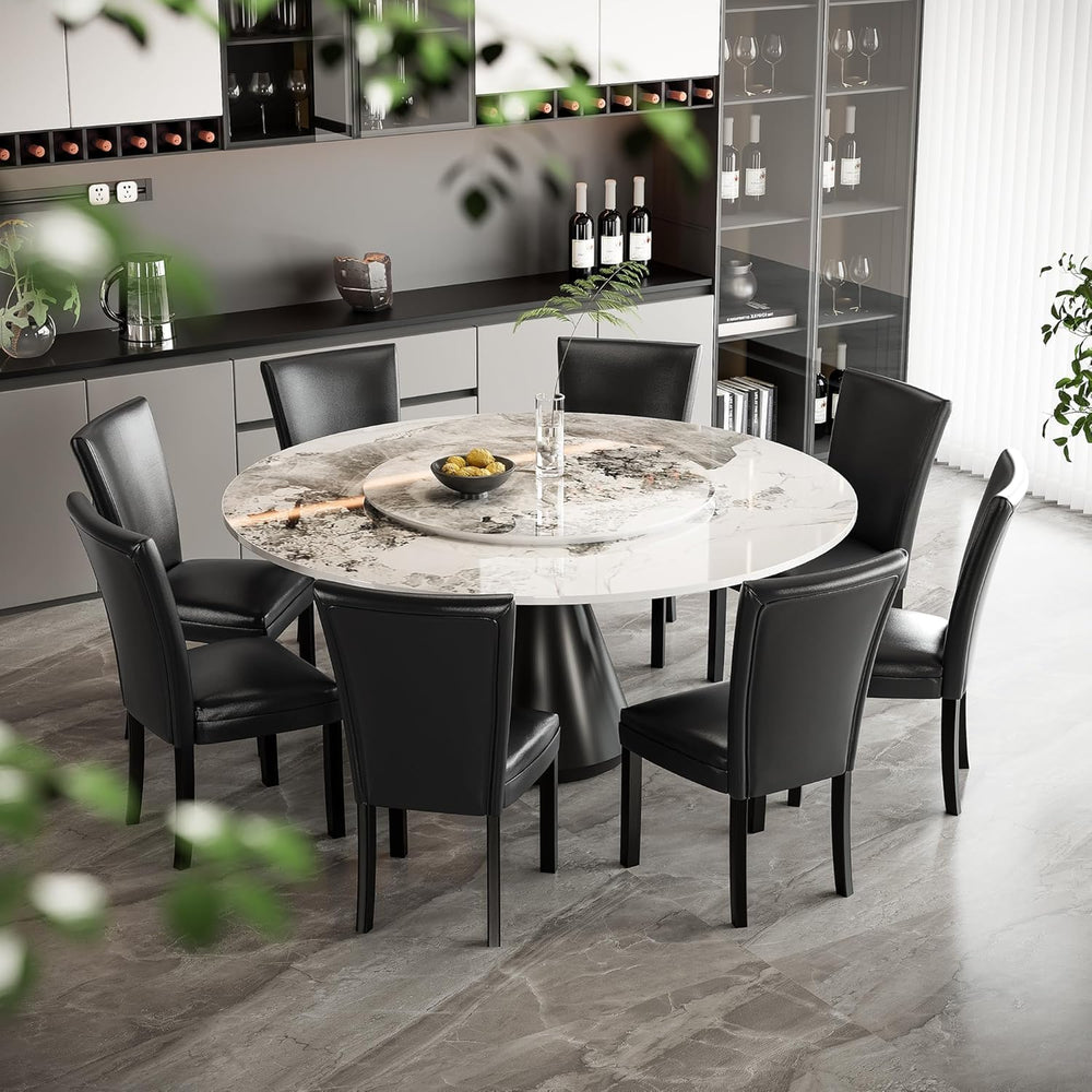 Set of 2 Black Dining Chairs, Modern Upholstered Parsons Chairs with Wooden L...