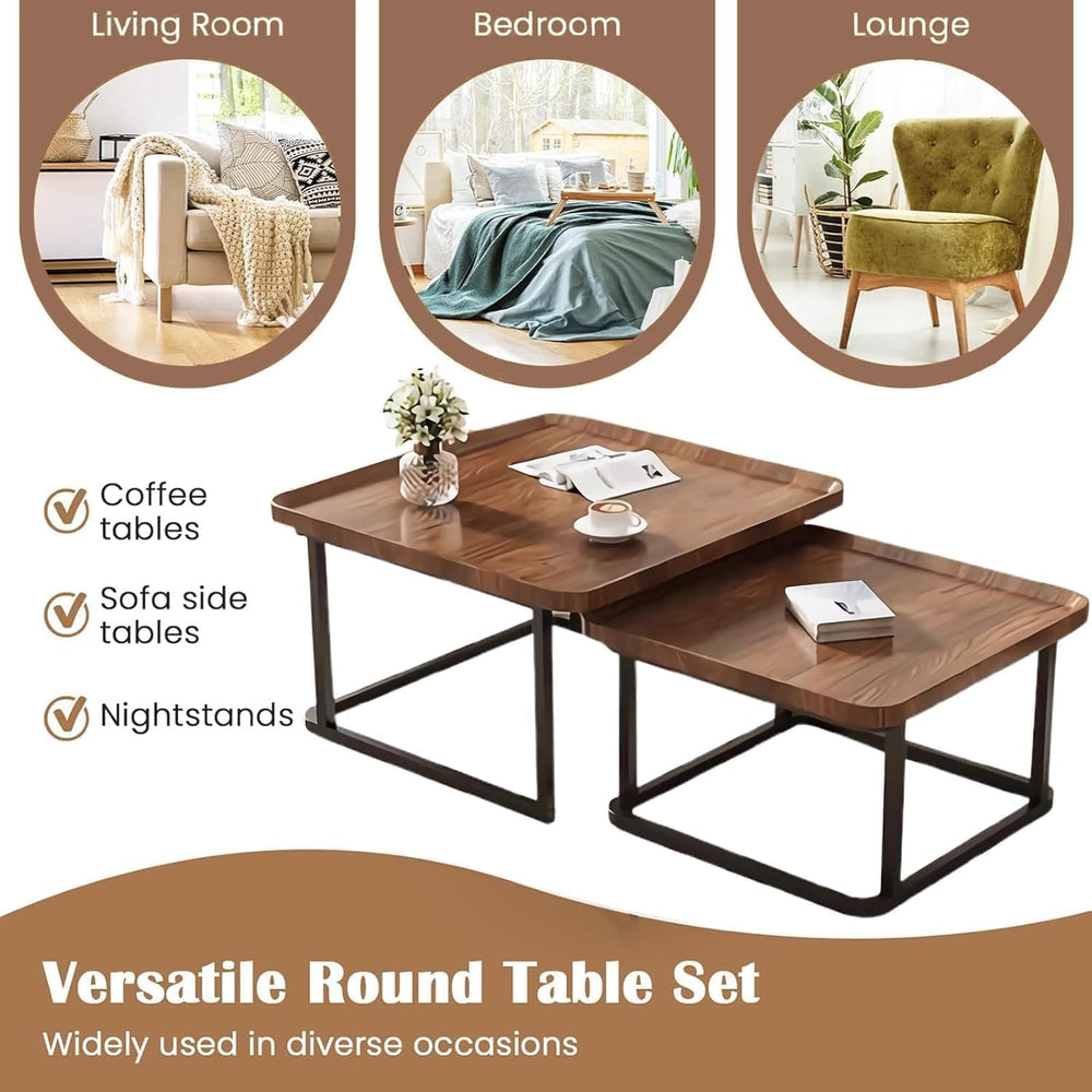 Nesting Coffee Table Set of 2, 23.6"+19.7" Nesting Tables | Small S...