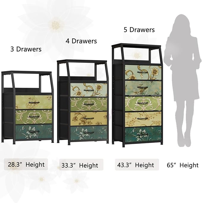 Furnulem Retro Dresser for Bedroom, Small Dresser for Closet, Vintage Nightst...