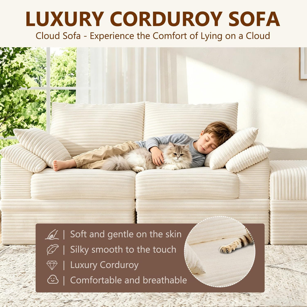 71" Modular Sectional loveseat Sofa Boneless Couch with Storage,2 Seat C...