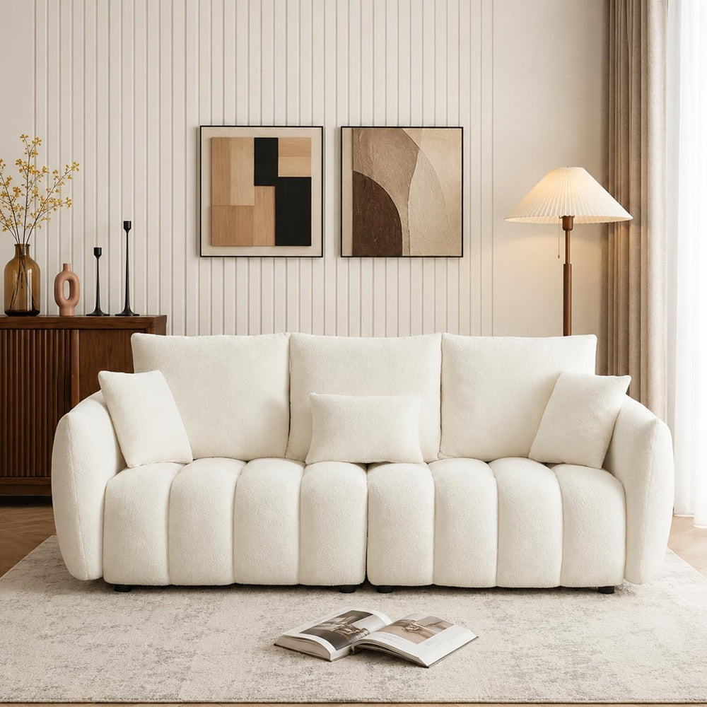 79.5" Boucle Sofas for Living Room, 3-Seater Couch for Apartment, Beige