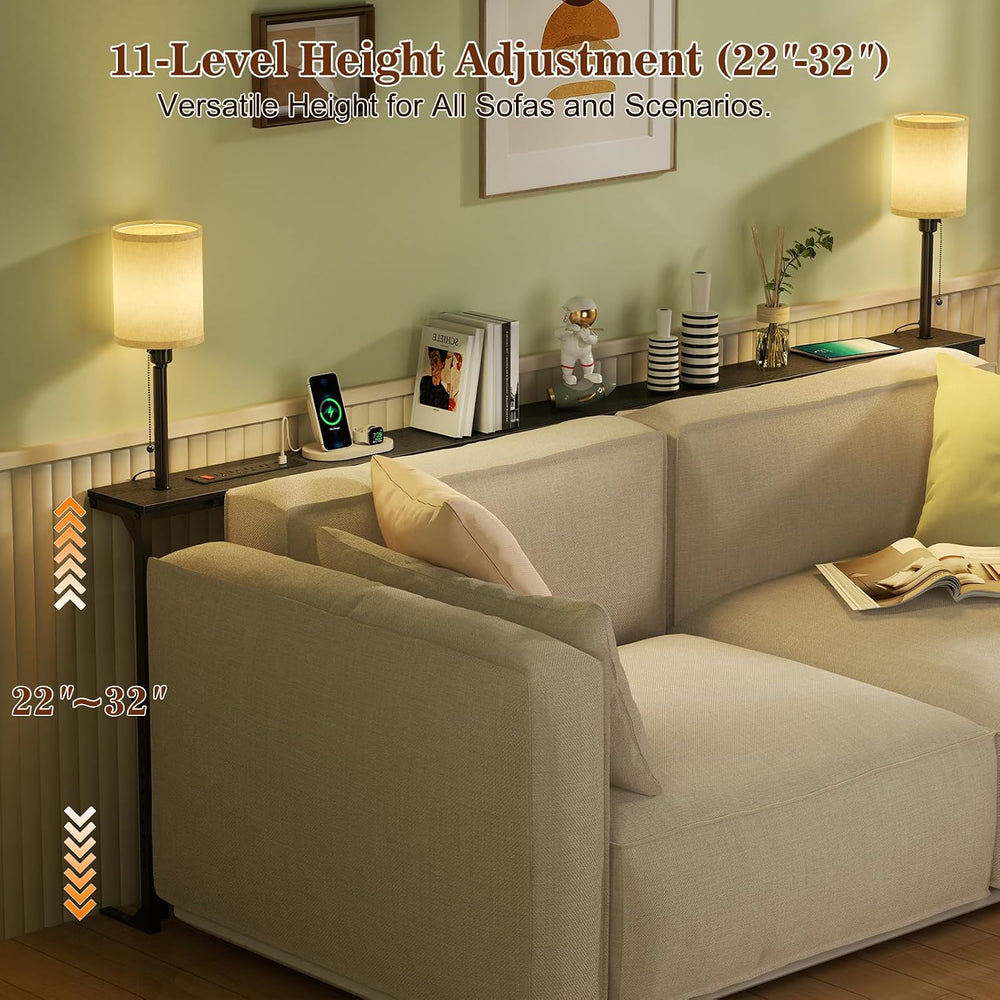 78.8" Sofa Tables Narrow Long with Lights & Charging Station - 4 AC ...