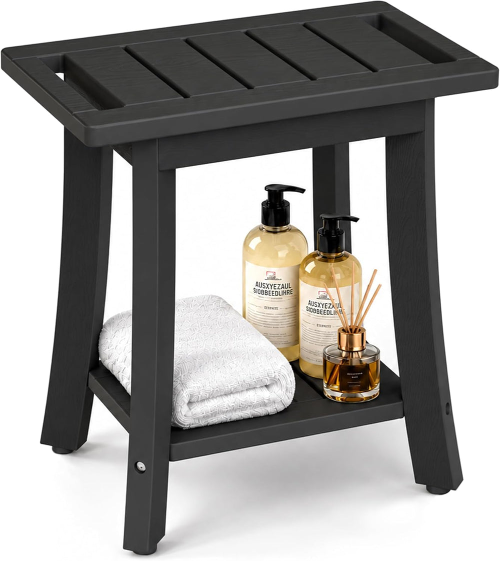 HDPS Waterproof Shower Bench for Inside Shower, Shower Stool, Black, Small