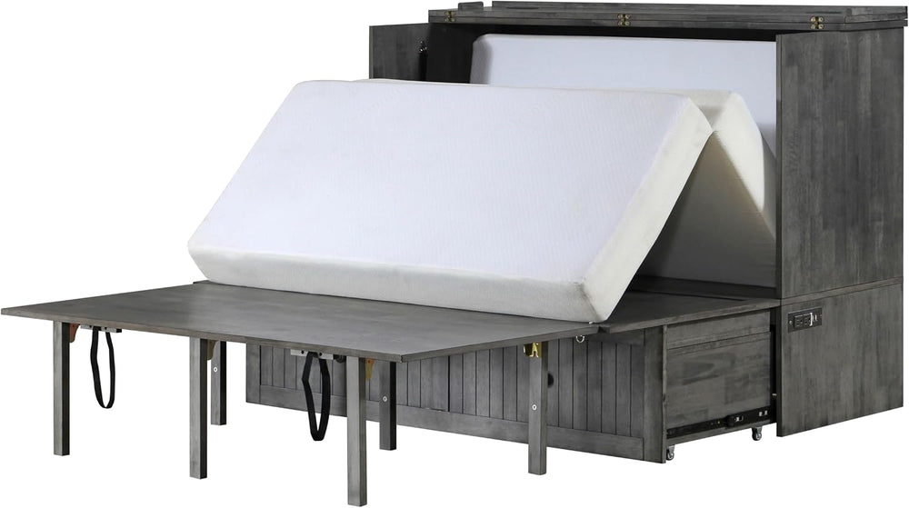 Mega Solutions Murphybedz Tuscany Murphy Cabinet Chest Bed with Charging Stat...