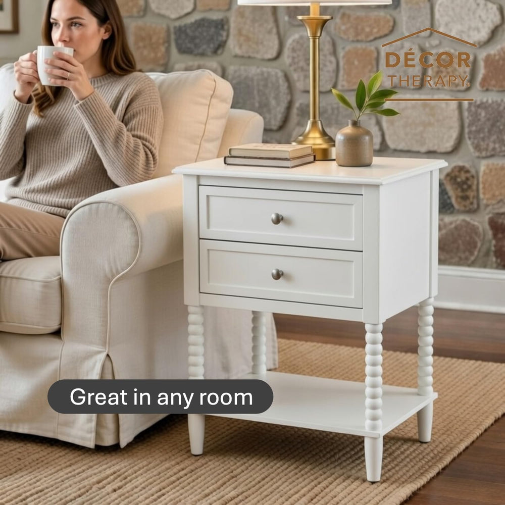 Decor Therapy Preston Two Drawer Side Table, Traditional Side Table with Dual...