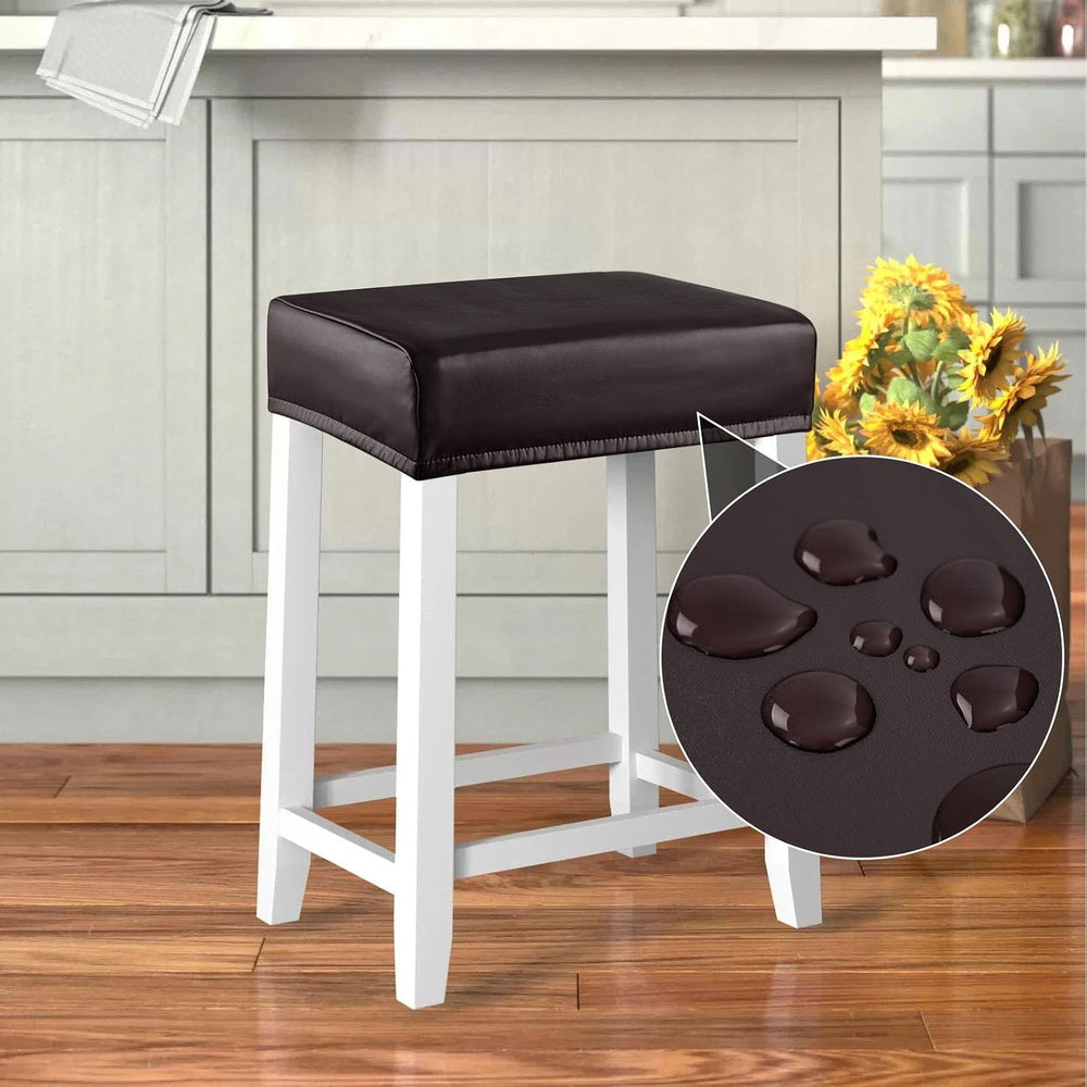 YISUN Stool Covers Rectangle - 4 Pack Stretch Oilproof Waterproof PU High Cha...