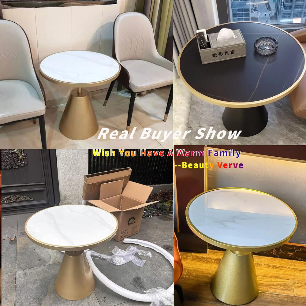 BeautyVerve Rock Plate Side Tables for Living Room, Modern Small Round Coffee...