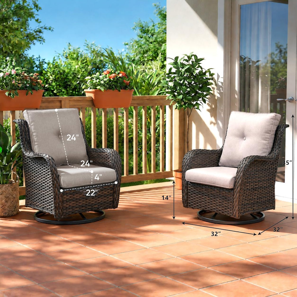 Rilyson Wicker Rocking Chair Swivel Chairs - 2 Piece Rocker Patio Chairs Set ...