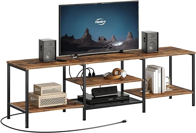 HOOBRO TV Stand with Power Outlets to 75 Inches, TV Console Table with Open S...