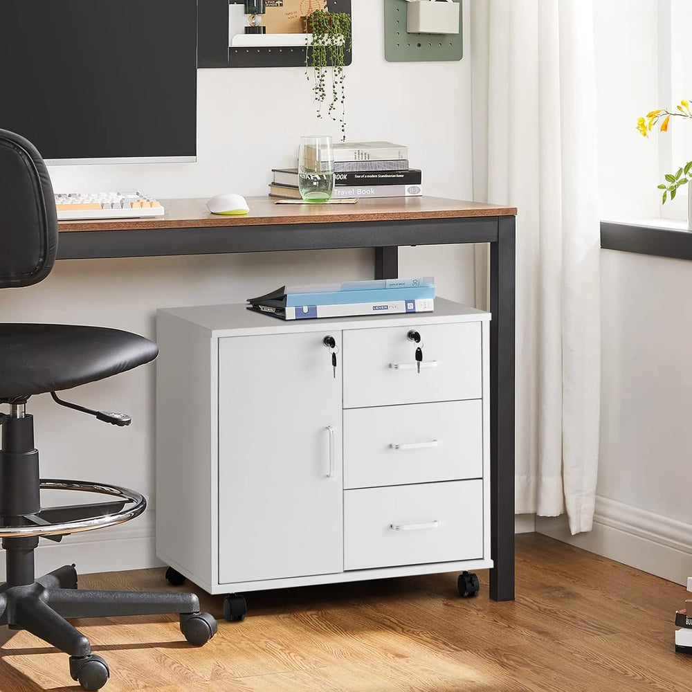 TUKAILAi 3-Drawer Mobile Filing Cabinet Lockable – Under Desk Pedestal on Cas...
