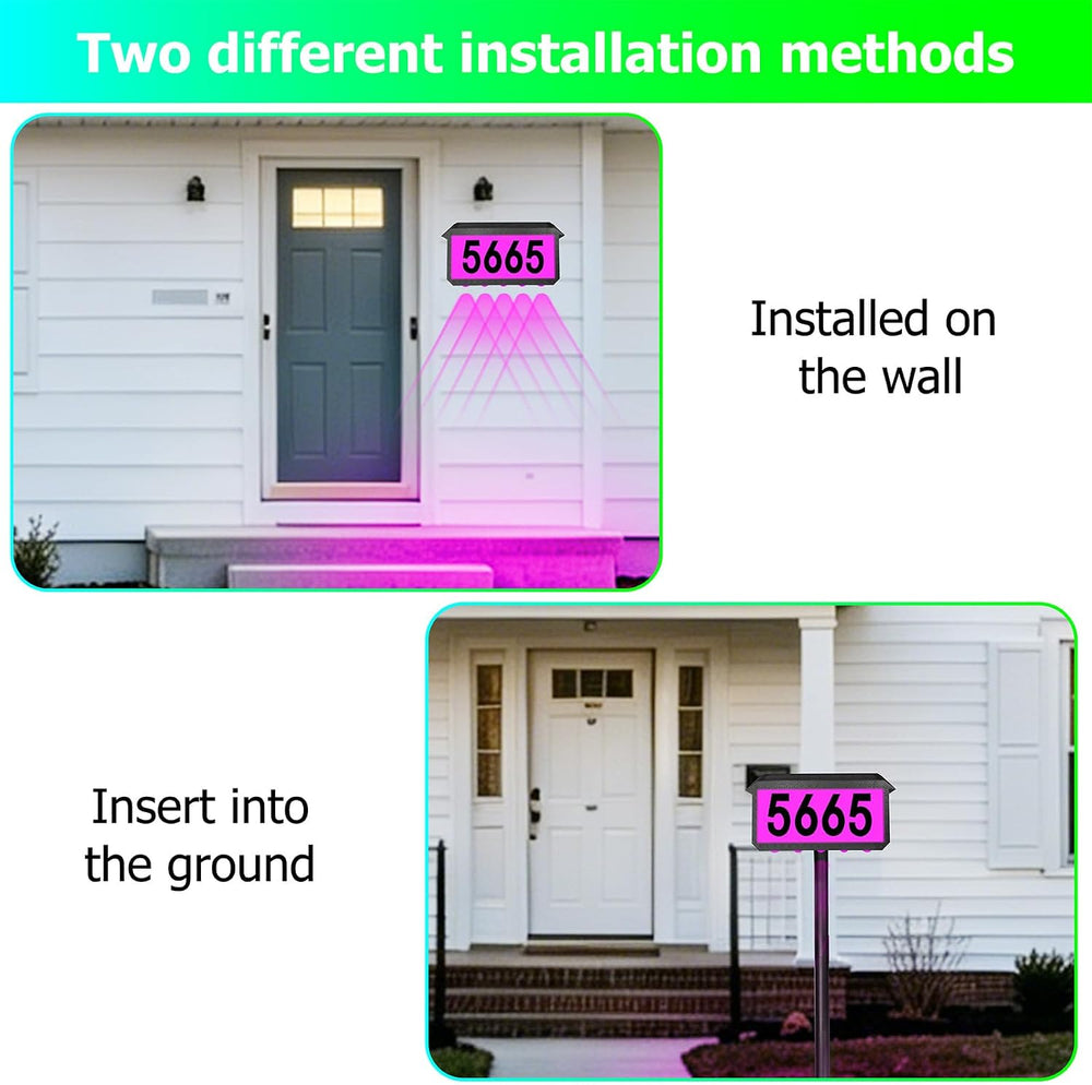Solar Address Sign with Remote Control, 11 Lighting Colors, IP65 Waterproof