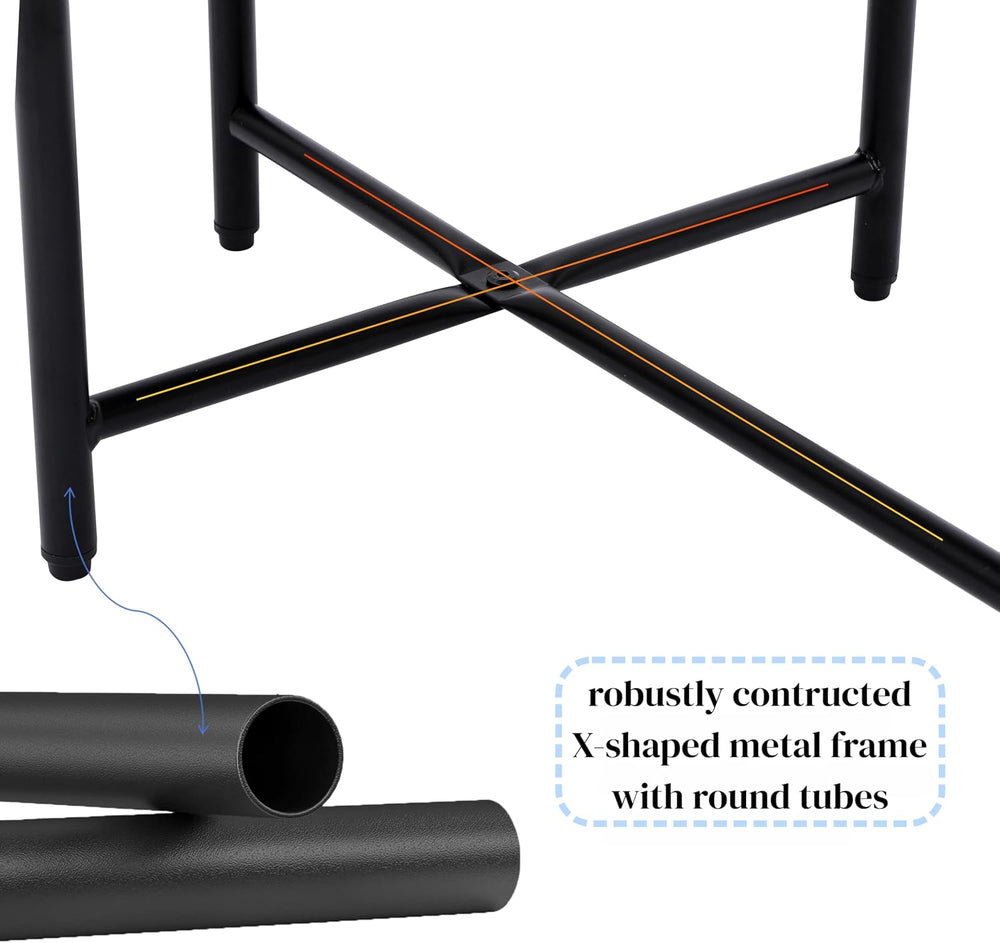 2 Tier Oval Side Table, Modern X-Leg End Table with Round Storage Tray, Black...