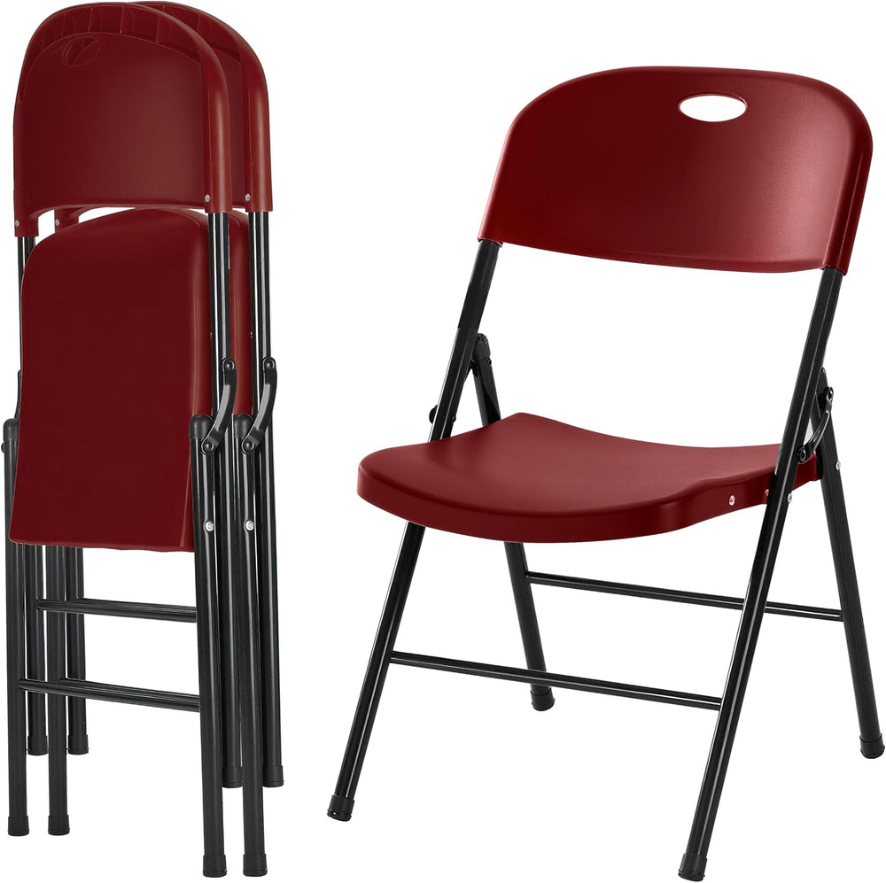 2-Pack Heavy Duty Plastic Folding Chair, 300 lbs Capacity Foldable Chairs for...