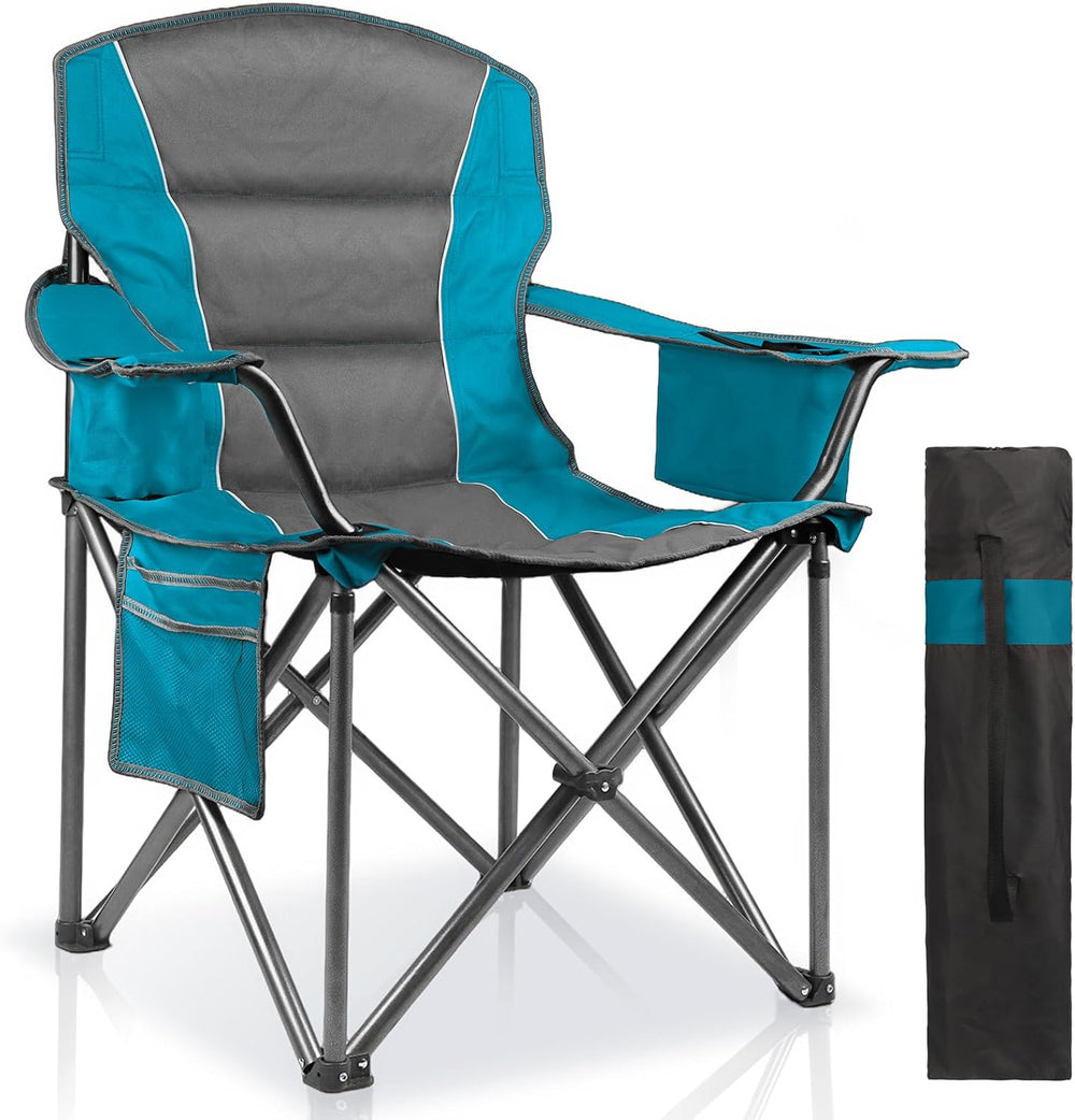 Oversized Padded Camping Chairs for Adults,Heavy Duty Support 400 Lbs,Folding...